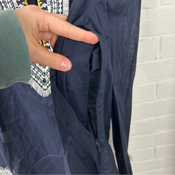 Tory Burch Navy Embroidered Fringe Detail 100% Cotton Tunic Size 8 - Picture 13 of 14